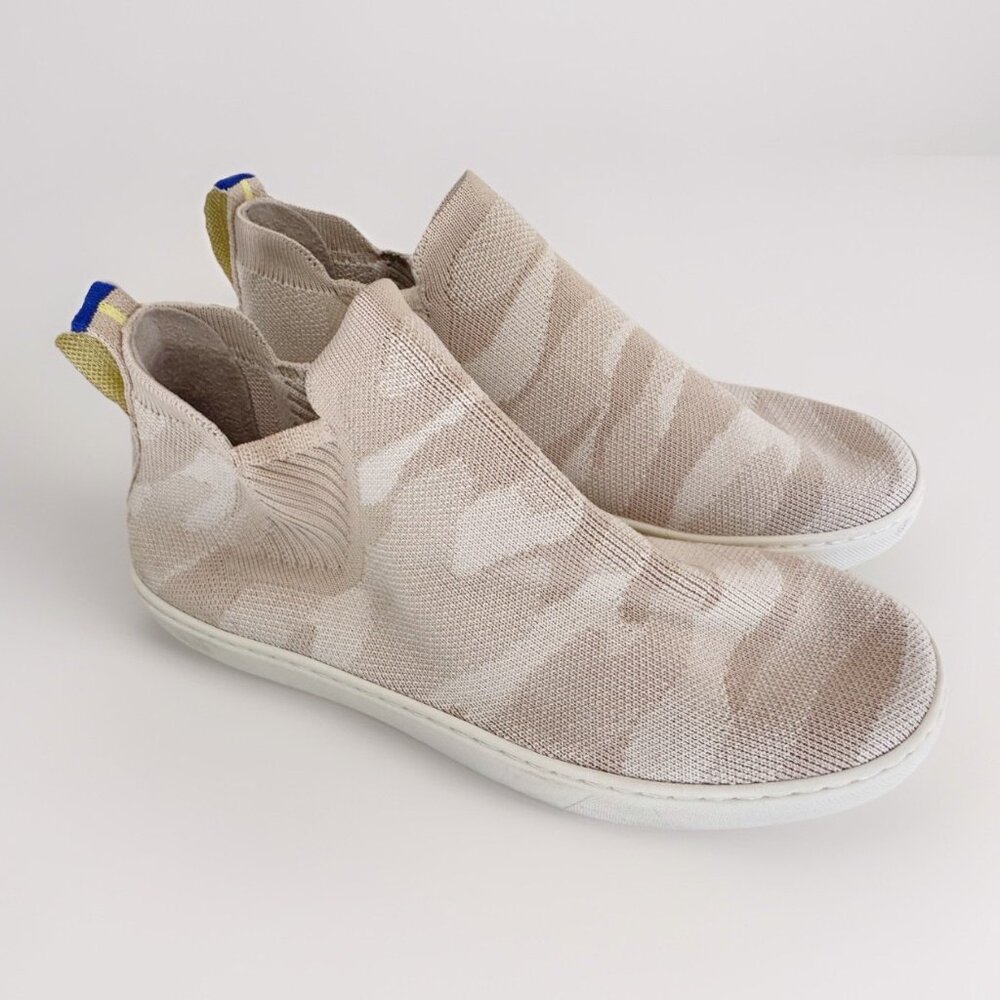 Rothy’s High Top Sneakers Women’s 8.5 Beige Camo Sustainable Slip On Comfort